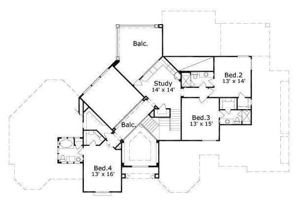 European Floor Plan - Upper Floor Plan #411-343
