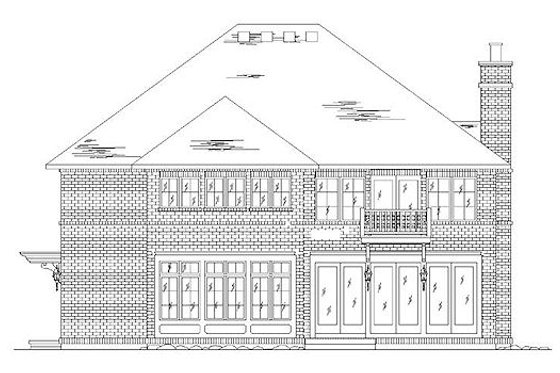 Exterior - Rear Elevation for European House Plan #5-373 - 6 bed, 3.5 bath