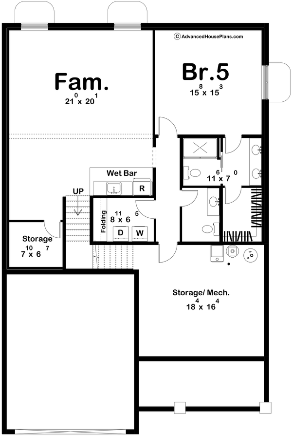 Architectural House Design - Floor Plan - Lower Floor for Craftsman House Plan #455-795 - 4 bed, 4 bath
