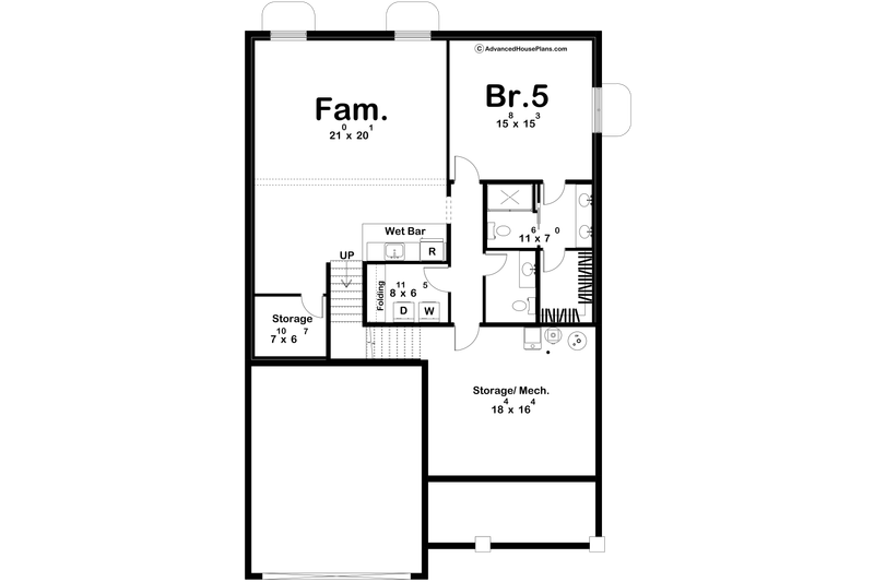 Architectural House Design - Floor Plan - Lower Floor for Craftsman House Plan #455-795 - 4 bed, 4 bath
