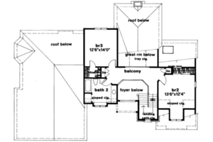 Floor Plan - Upper Floor for European House Plan #328-132 - 3 bed, 2.5 bath