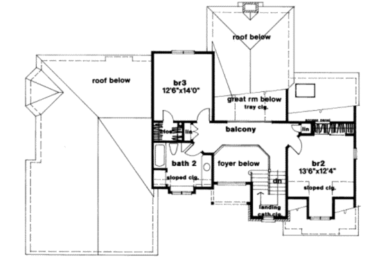 Floor Plan - Upper Floor for European House Plan #328-132 - 3 bed, 2.5 bath