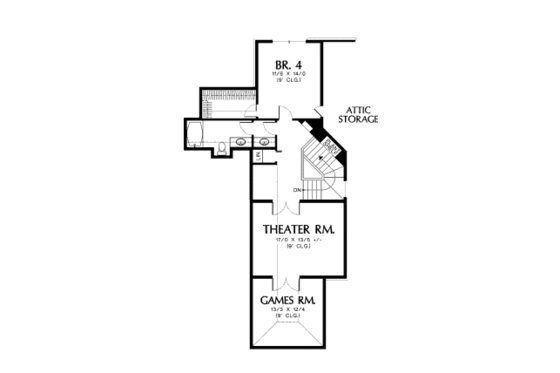 Floor Plan - Upper Floor for Southern House Plan #48-352 - 4 bed, 4.5 bath