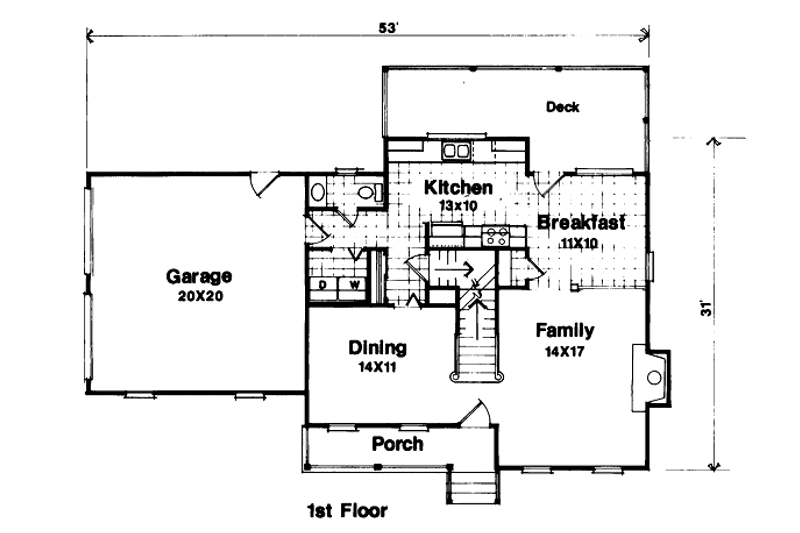 Dream House Plan - Floor Plan - Main Floor for Country House Plan #41-125 - 3 bed, 2.5 bath