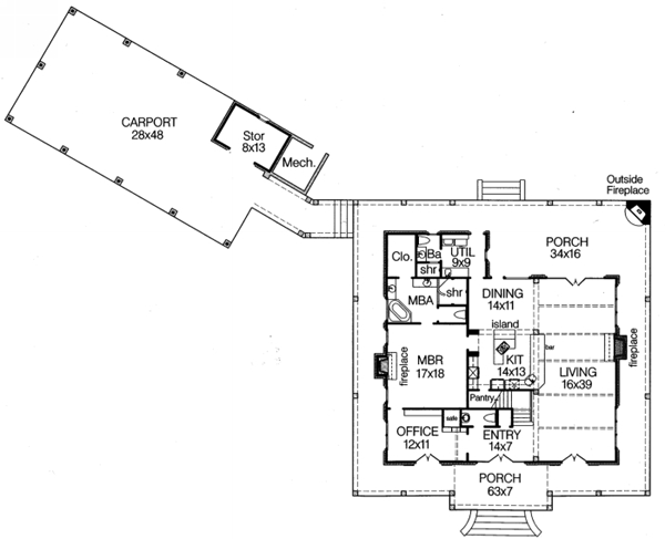 Southern Floor Plan - Main Floor Plan #15-259