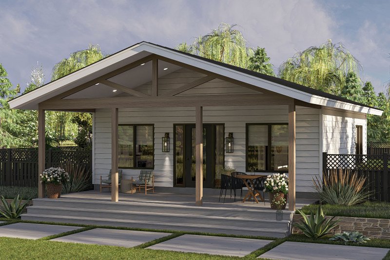 Craftsman Style House Plan - 2 Beds 1 Baths 658 Sq/Ft Plan #455-422