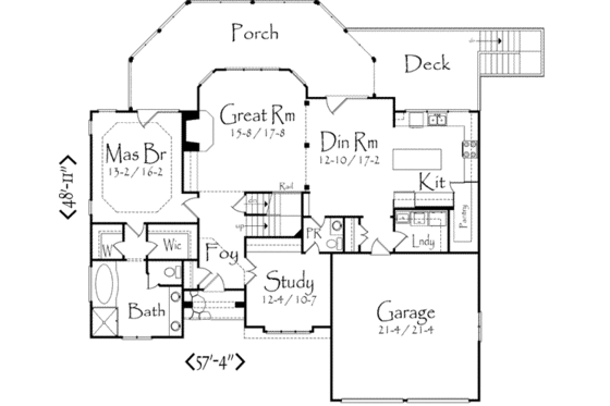 Floor Plan - Main Floor for Traditional House Plan #71-112 - 3 bed, 2.5 bath