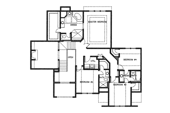 Floor Plan - Upper Floor for Traditional House Plan #6-125 - 4 bed, 3.5 bath