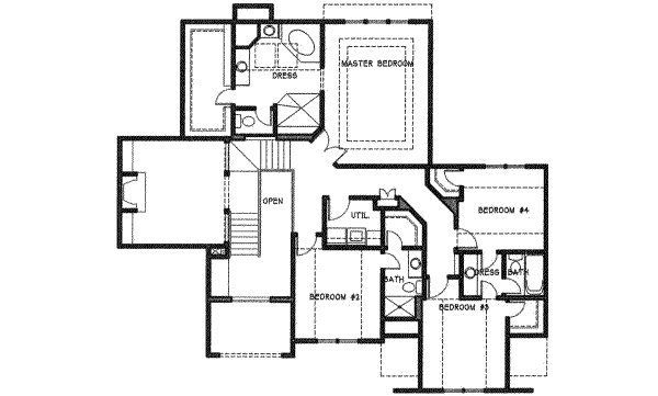 Traditional Floor Plan - Upper Floor Plan #6-125