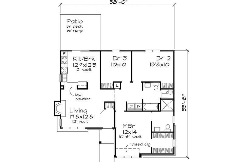 Home Plan - Floor Plan - Main Floor for Ranch House Plan #320-561 - 3 bed, 2 bath