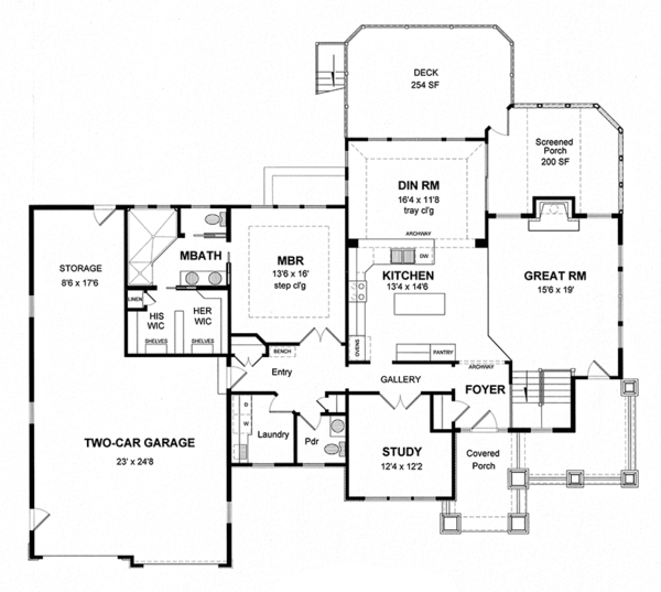 Dream House Plan - Ranch Floor Plan - Main Floor Plan #316-288
