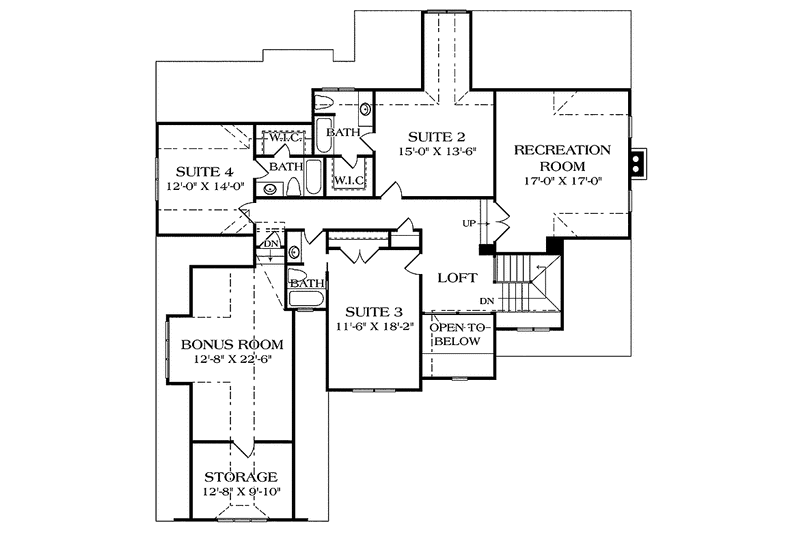 House Design - Floor Plan - Upper Floor for Country House Plan #453-452 - 4 bed, 4.5 bath
