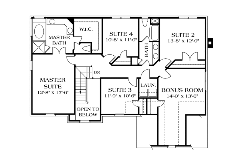 Dream House Plan - Floor Plan - Upper Floor for Country House Plan #453-489 - 4 bed, 2.5 bath