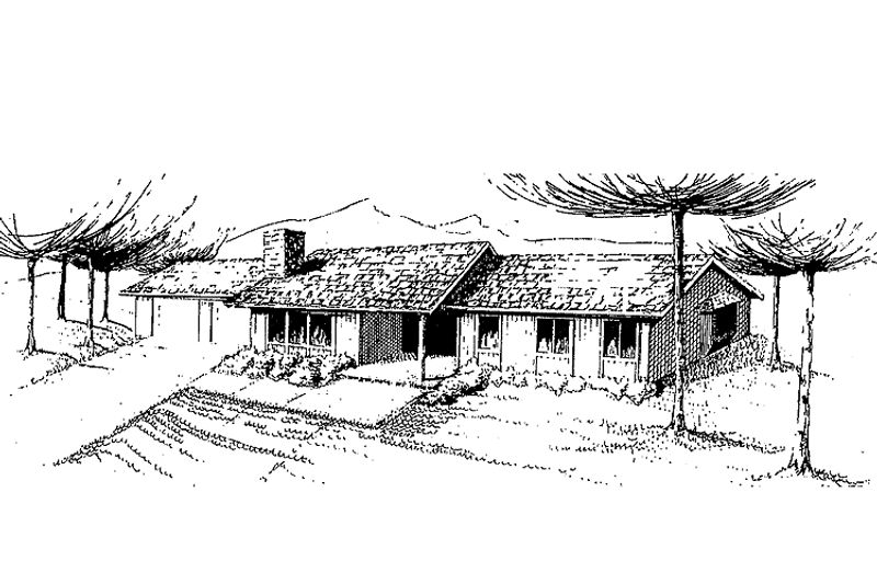 Home Plan - Exterior - Front Elevation 3 for Ranch House Plan #60-857 - 3 bed, 2 bath