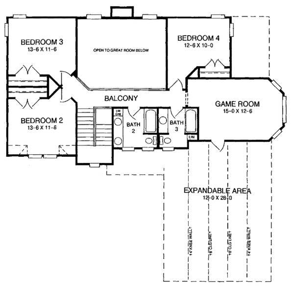 House Plan Design - Traditional Floor Plan - Upper Floor Plan #952-83