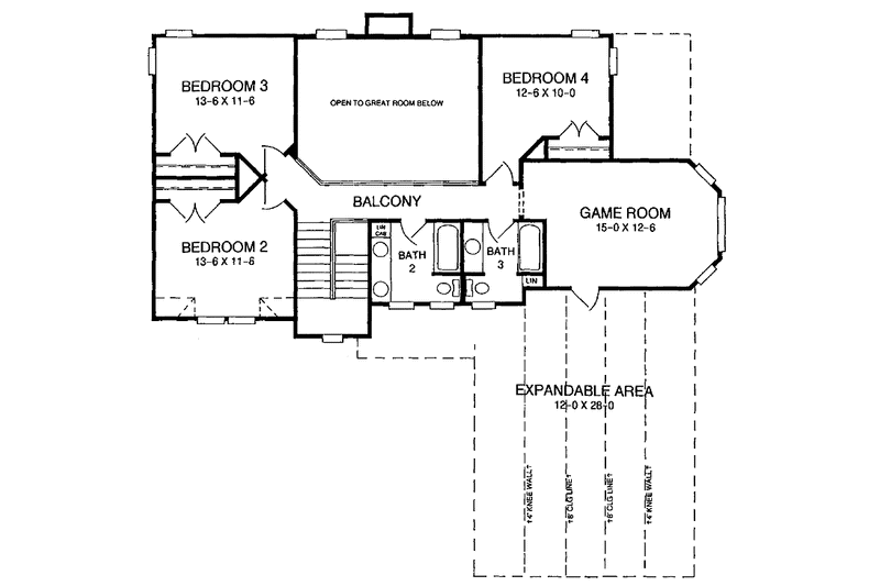 Home Plan - Floor Plan - Upper Floor for Traditional House Plan #952-83 - 4 bed, 2 bath