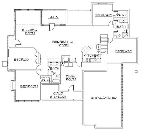 Home Plan - Traditional Floor Plan - Lower Floor Plan #945-29
