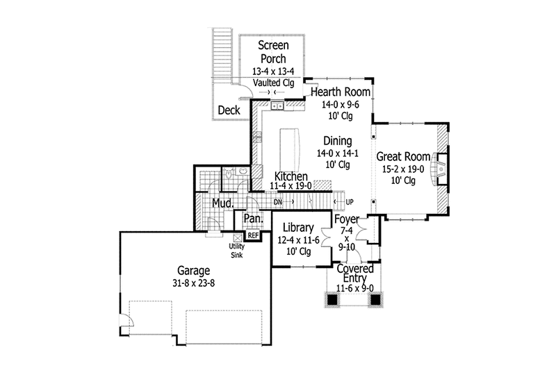 Home Plan - Floor Plan - Main Floor for European House Plan #51-1128 - 3 bed, 2.5 bath