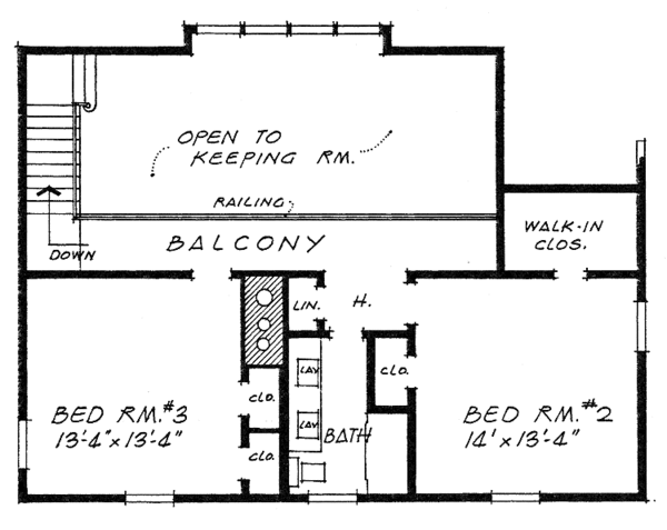 Architectural House Design - Colonial Floor Plan - Upper Floor Plan #315-120