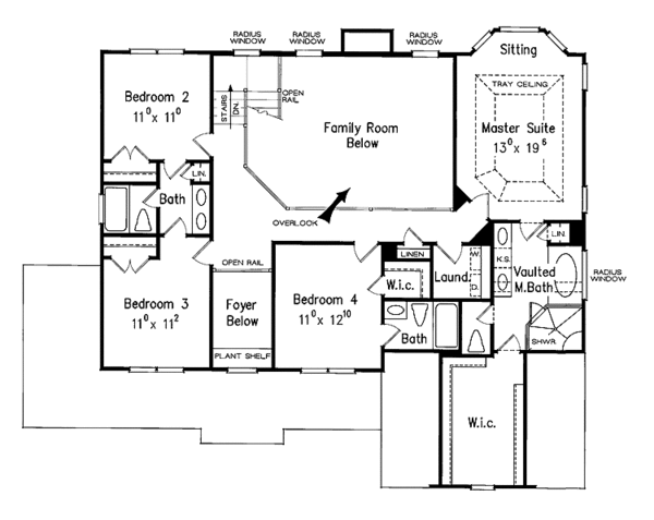 House Blueprint - Classical Floor Plan - Upper Floor Plan #927-850