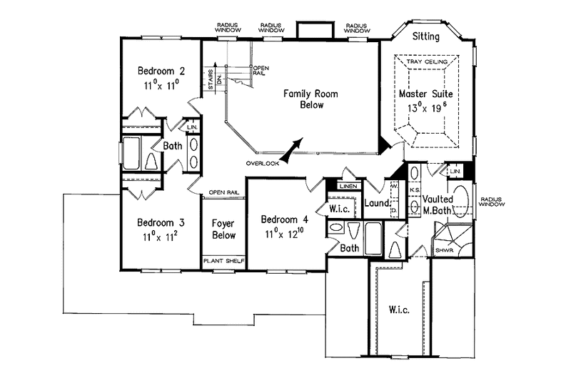 House Blueprint - Floor Plan - Upper Floor for Classical House Plan #927-850 - 5 bed, 4 bath