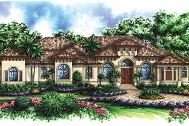 House Blueprint - Mediterranean Exterior - Front Elevation Plan #1017-31