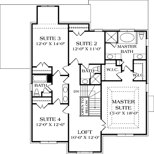 Dream House Plan - Traditional Floor Plan - Upper Floor Plan #453-548
