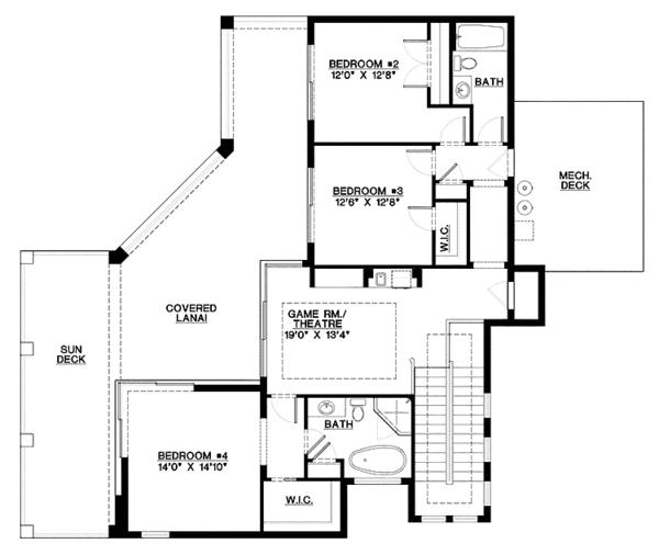 Architectural House Design - Mediterranean Floor Plan - Upper Floor Plan #1017-107