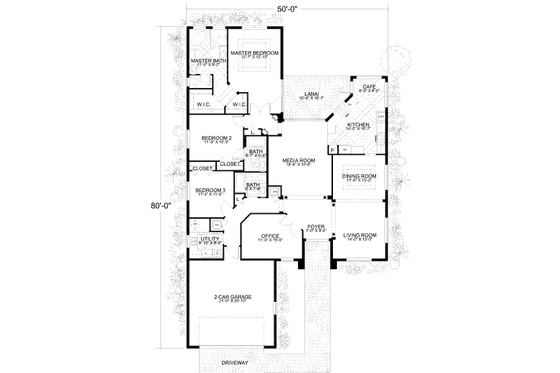 Floor Plan - Main Floor for Mediterranean House Plan #420-268 - 4 bed, 3 bath