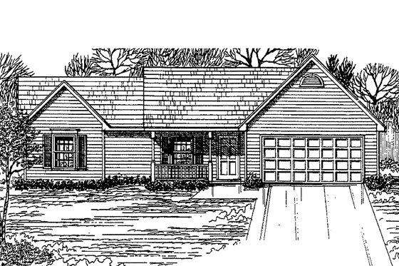 Exterior - Front Elevation 3 for Country House Plan #30-322 - 3 bed, 2 bath