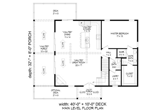 Floor Plan - Main Floor for Traditional House Plan #932-509 - 3 bed, 2.5 bath