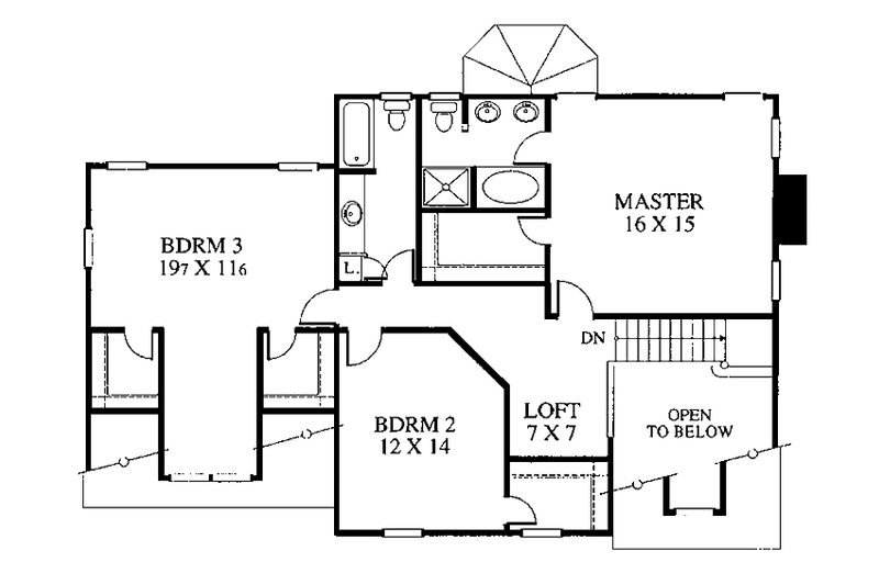 House Design - Floor Plan - Upper Floor for Country House Plan #1053-7 - 3 bed, 2.5 bath