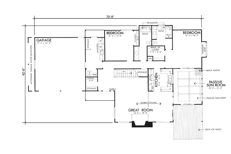 Home Plan - Floor Plan - Main Floor for Contemporary House Plan #320-1171 - 2 bed, 3 bath