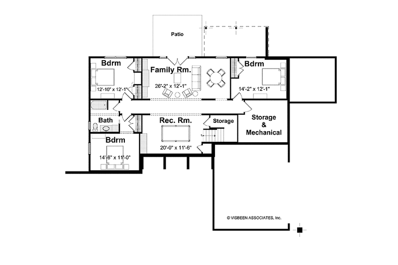 Home Plan - Floor Plan - Lower Floor for Bungalow House Plan #928-202 - 4 bed, 2.5 bath