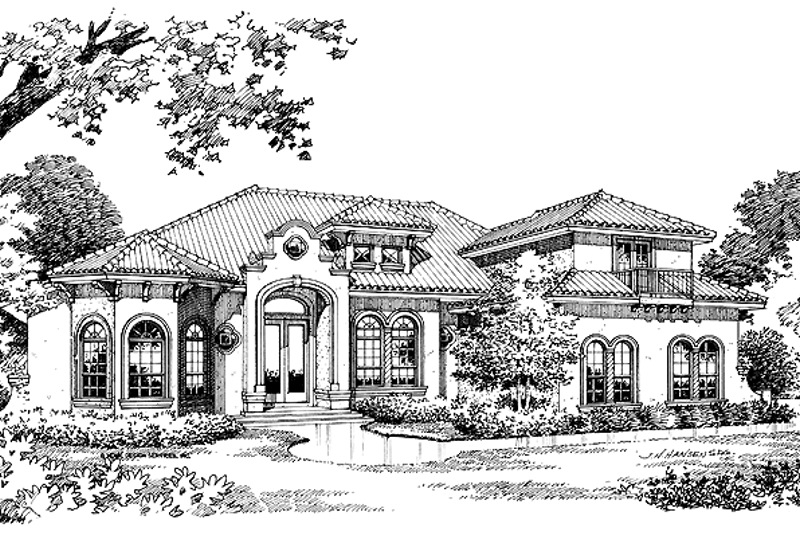 Architectural House Design - Exterior - Front Elevation 5 for Mediterranean House Plan #417-662 - 5 bed, 4 bath