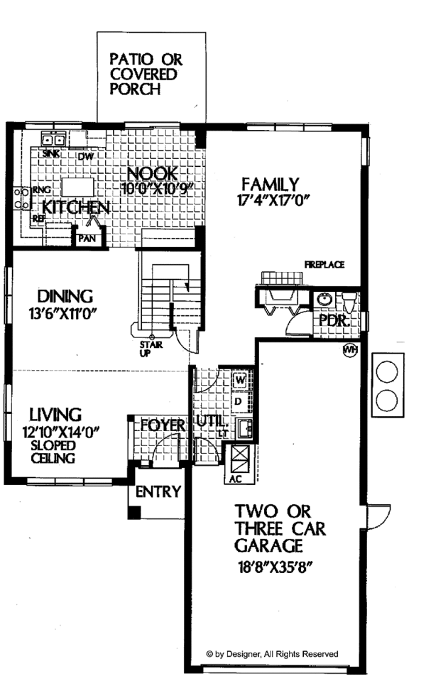 Architectural House Design - Traditional Floor Plan - Main Floor Plan #999-11