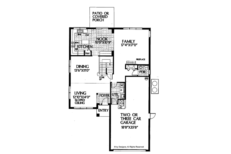 Dream House Plan - Floor Plan - Main Floor for Traditional House Plan #999-11 - 3 bed, 2.5 bath