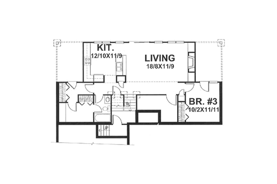 Floor Plan - Lower Floor for Modern House Plan #50-119 - 3 bed, 2 bath