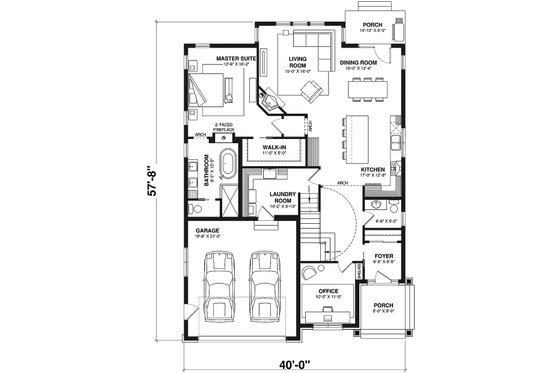 Floor Plan - Main Floor for European House Plan #23-398 - 3 bed, 2.5 bath