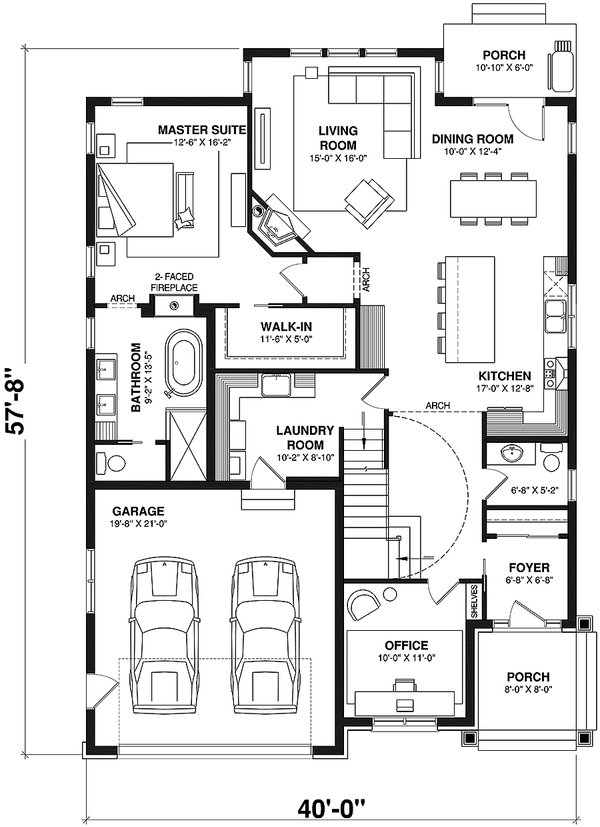 European Floor Plan - Main Floor Plan #23-398