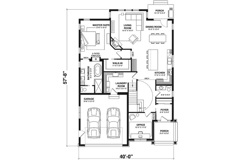 Home Plan - Floor Plan - Main Floor for European House Plan #23-398 - 3 bed, 2.5 bath