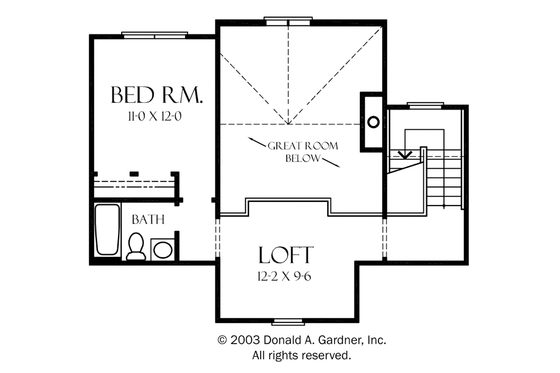 Floor Plan - Upper Floor for Craftsman House Plan #929-933 - 3 bed, 3 bath