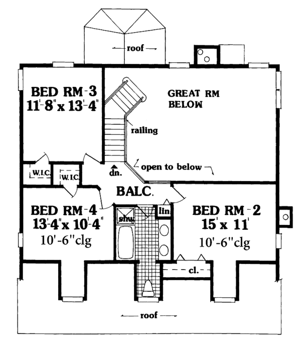 Home Plan - Country Floor Plan - Upper Floor Plan #3-314