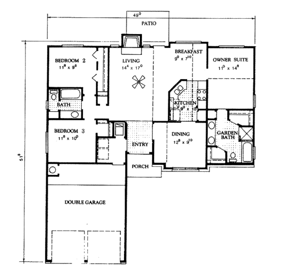 House Plan Design - Ranch Floor Plan - Main Floor Plan #472-97