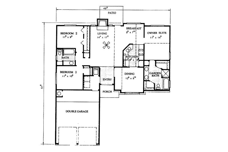 Home Plan - Floor Plan - Main Floor for Ranch House Plan #472-97 - 3 bed, 2 bath