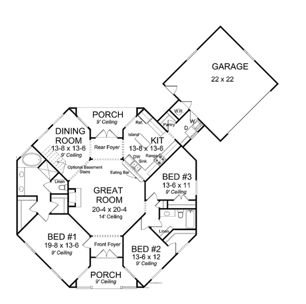 House Plan Design - Traditional Floor Plan - Main Floor Plan #513-2147