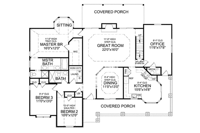 Architectural House Design - Floor Plan - Main Floor for Ranch House Plan #314-292 - 3 bed, 2 bath