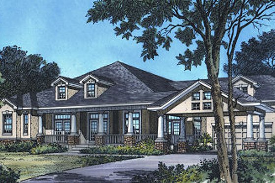 Exterior - Front Elevation for European House Plan #417-321 - 3 bed, 3 bath