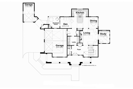 Floor Plan - Main Floor for Prairie House Plan #928-248 - 5 bed, 3.5 bath