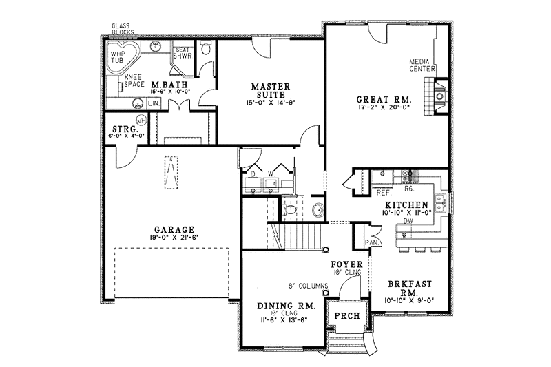 Home Plan - Floor Plan - Main Floor for Tudor House Plan #17-2708 - 3 bed, 2.5 bath